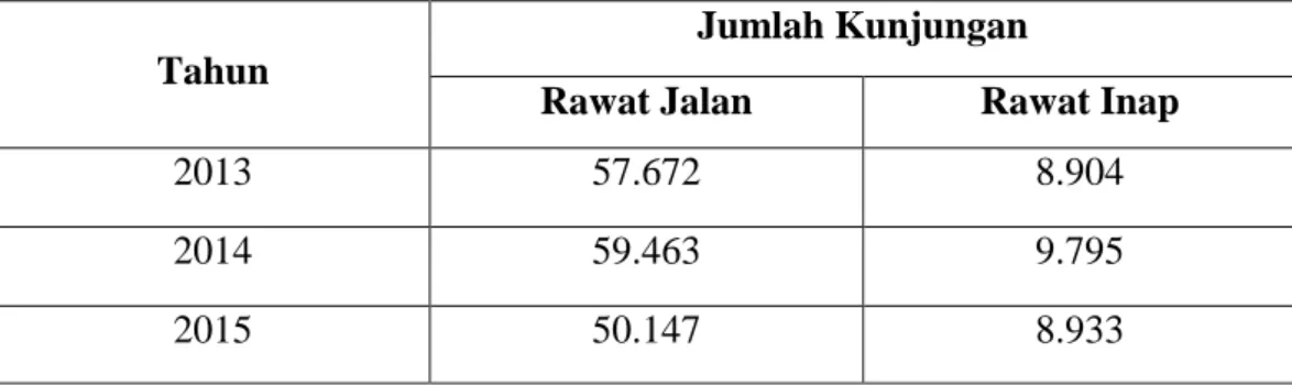 Tabel 1.1 Kunjungan Pasien di Rumah Sakit Umum Haji Medan 3 tahun  terakhir 