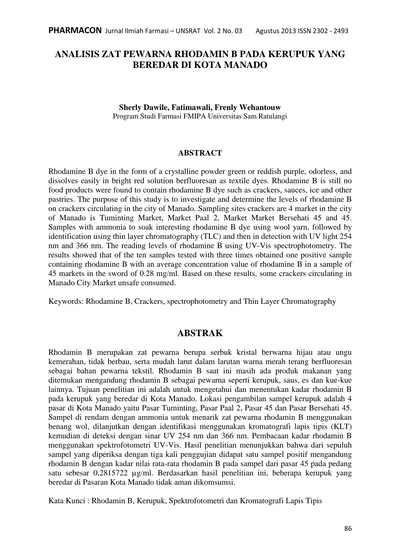 ANALISIS ZAT PEWARNA RHODAMIN B PADA KERUPUK YANG BEREDAR DI KOTA ...