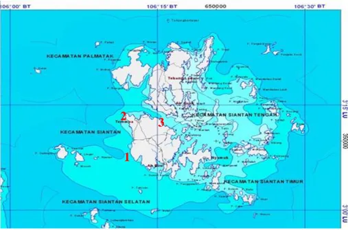 Gambar 1.  Peta Lokasi Sampling Fitoplankton  Alat dan Bahan 