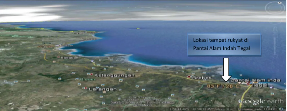 Gambar 4.1. Pantai Alam Indah Tegal diambil melalui google  earth versi 0.9. 1