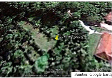 Gambar 3.2 Bukit Wonocolo dilihat melalui software Google Earth Sumber: Google Earth