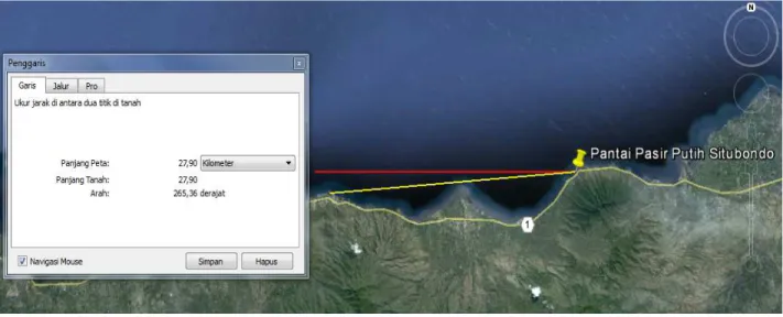 Gambar 4.2. Azimut posisi PLTU Paiton dilihat dari Google Earth 11