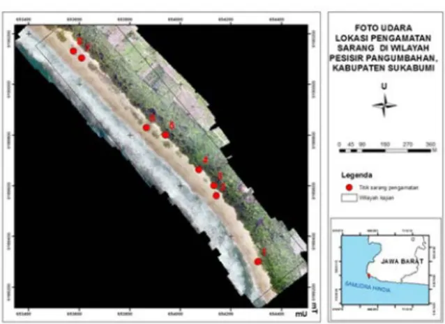Gambar 3.  Lokasi Titik Pengamatan di  Wilayah Pesisir Pangumbahan 