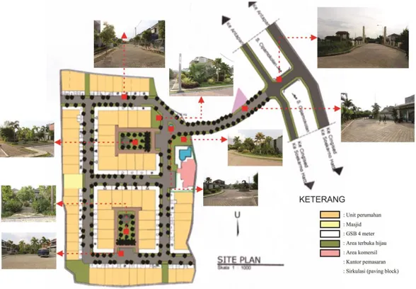Gambar 1. Site plan perumahan the mansion  ( Sumber : Data hasil survey lapangan )  3.2  Pedestrian  