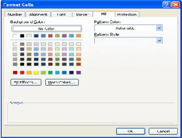 Gambar 10.4 Kotak dialog format Cell – tab Fill 