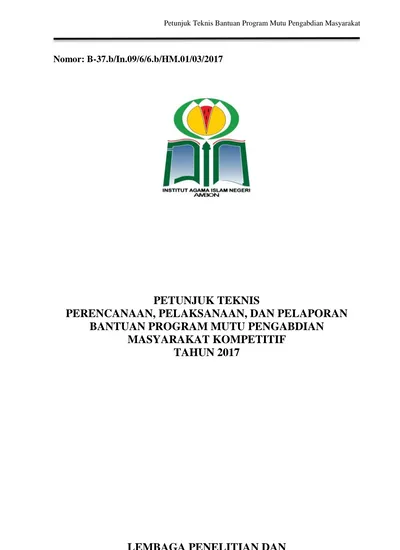 PETUNJUK TEKNIS PERENCANAAN, PELAKSANAAN, DAN PELAPORAN BANTUAN PROGRAM ...