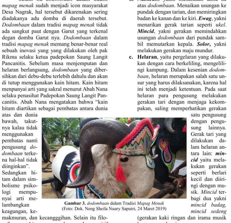 Gambar 3. dodombaan dalam Tradisi Mapag Menak  (Foto: Dok. Neng Sheila Nuary Saputri, 24 Maret 2019)
