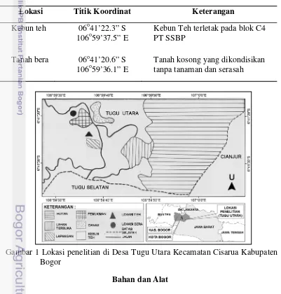 Gambar 1 Lokasi penelitian di Desa Tugu Utara Kecamatan Cisarua Kabupaten  