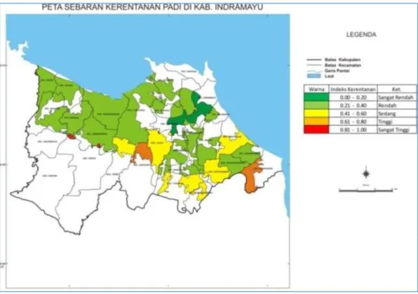 Gambar 6 Peta distribusi kerentanan di Kabupaten Indramayu. 
