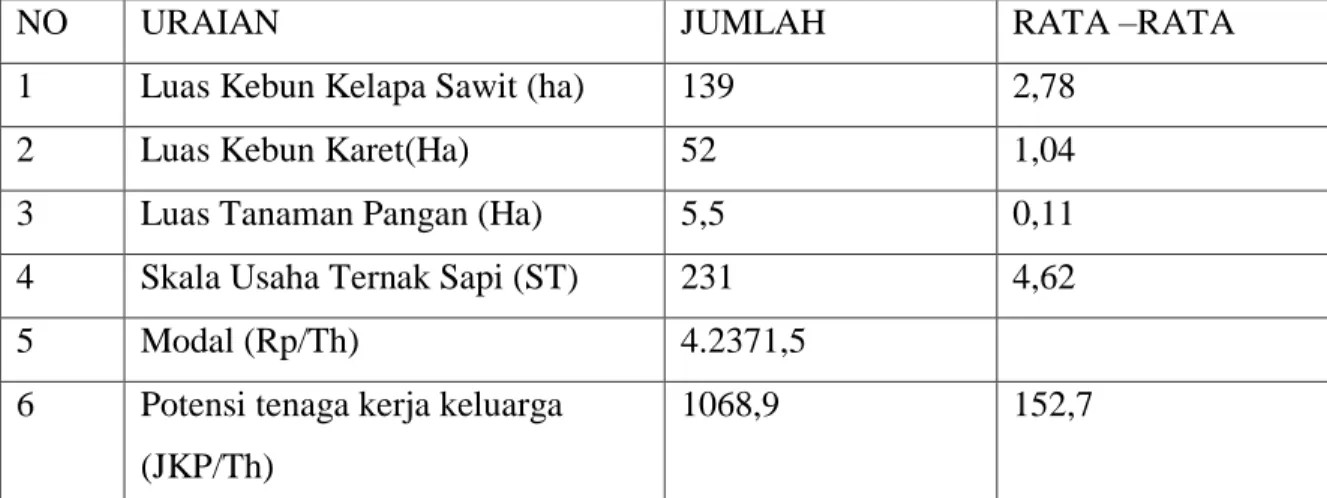 Tabel 3. Rata – rata Skala Usahatani dan Ternak Sapi  