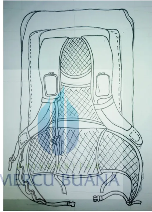 Gambar 4.11. sketsa tas tampak belakang  Sumber: M.Idris, 2015 