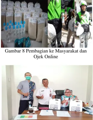 Gambar 7. Pemberian Masker Dan  Handsanitizer Kepada Masyarakat Di  Lingkungan UMJ Dan Tempat Tinggal 
