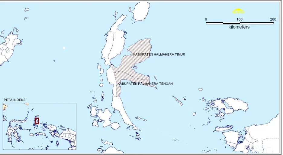 Gambar 1. Peta Lokasi Kabupaten Halmahera Timur dan Kabupaten Halmahera Tengah 
