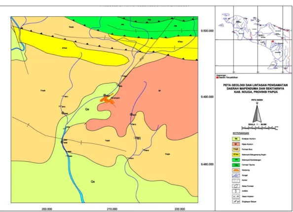 Gambar 4. Peta Geologi Daerah Penyelidikan (dimodifikasi dari Sukanta, dkk., 1995) 