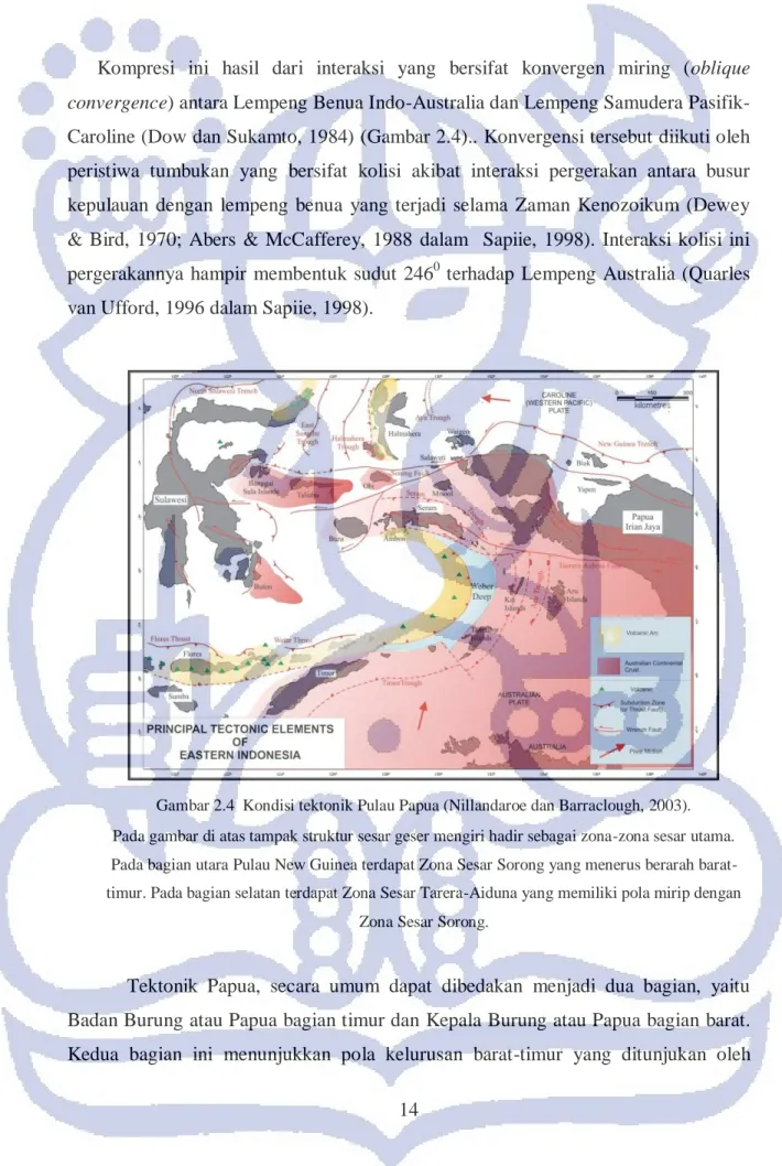 Gambar 2.4  Kondisi tektonik Pulau Papua (Nillandaroe dan Barraclough, 2003).  