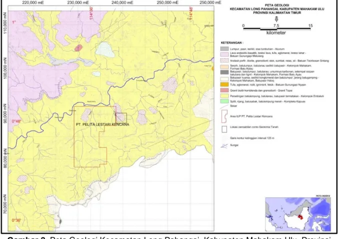 Gambar 2. Peta Geologi Kecamatan Long Pahangai, Kabupaten Mahakam Ulu, Provinsi  Kalimantan Timur 