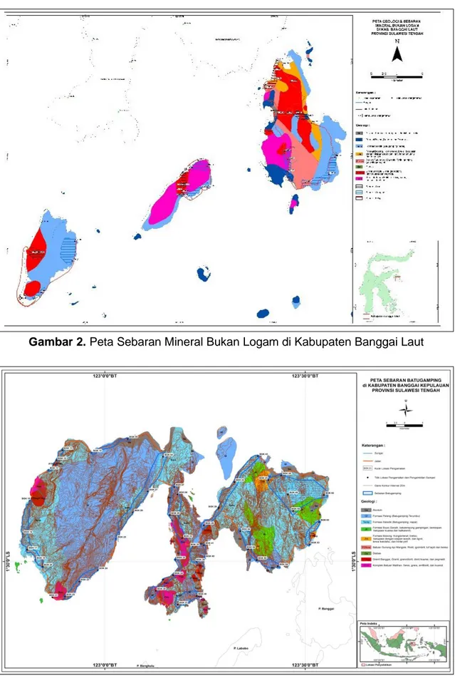 Gambar 2. Peta Sebaran Mineral Bukan Logam di Kabupaten Banggai Laut 