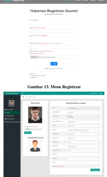 Gambar 13. Menu Registrasi 