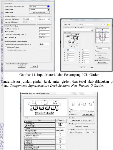 Gambar 11. Input Material dan Penampang PCU Girder 