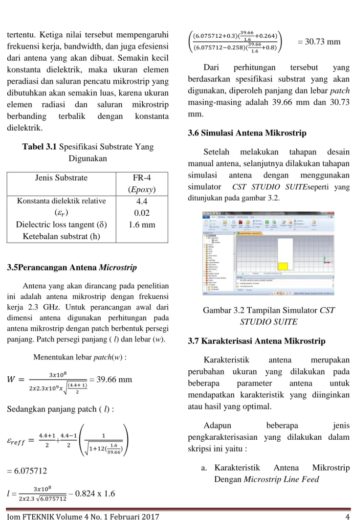 Tabel 3.1 Spesifikasi Substrate Yang  Digunakan 