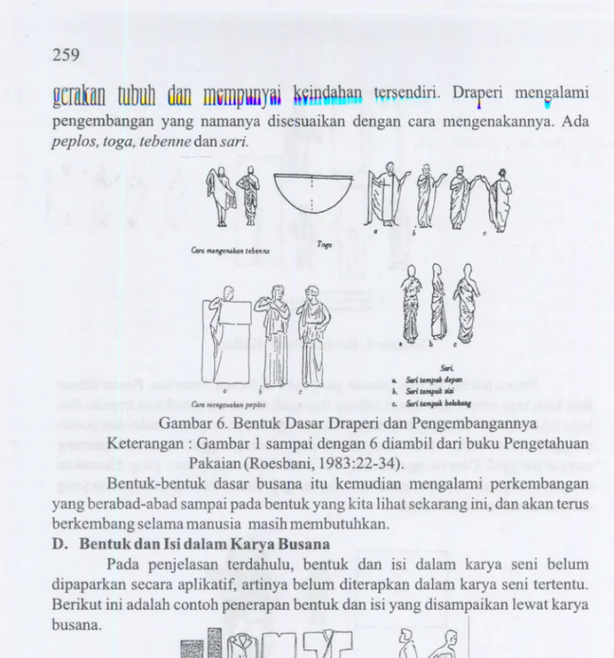 Gambar 6. Bentuk Dasar Draperi dan Pengembangannya Keterangan : Gambar 1 sampai dengan 6 diambil dari buku Pengetahuan