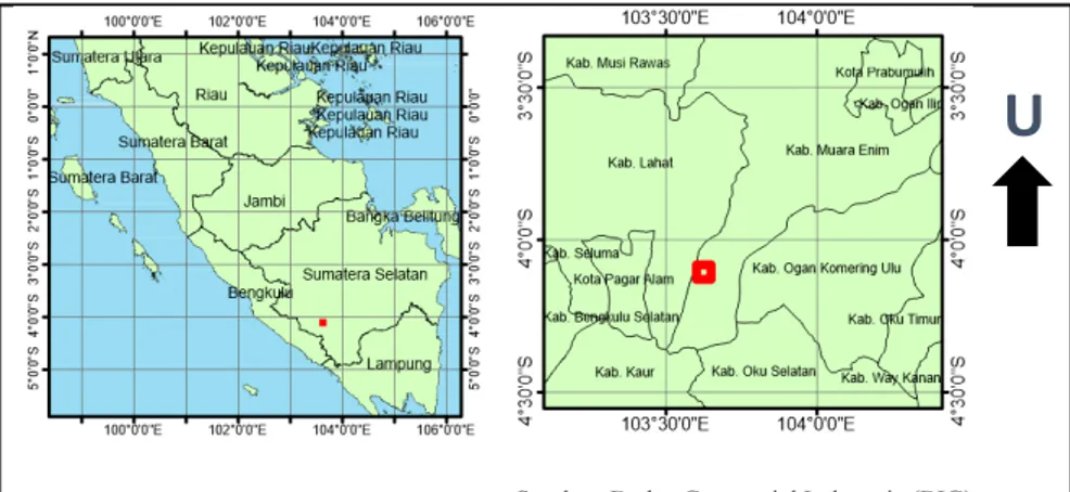 Gambar 1.1. Peta dan koordinat Lokasi Penelitian 