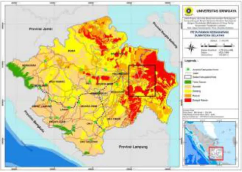 Tabel 2.  Luas daerah rawan kebakaran hutan dan lahan di Propinsi Sumatera  Selatan 