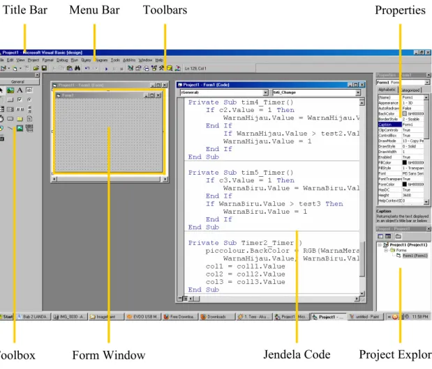 Gambar 2.3 IDE Microsoft Visual Basic 6.0