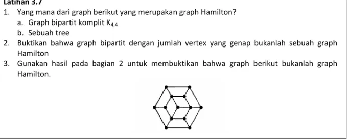 Gambar 3.9 Contoh graph Hamilton yang memenuhi teorema Ore 