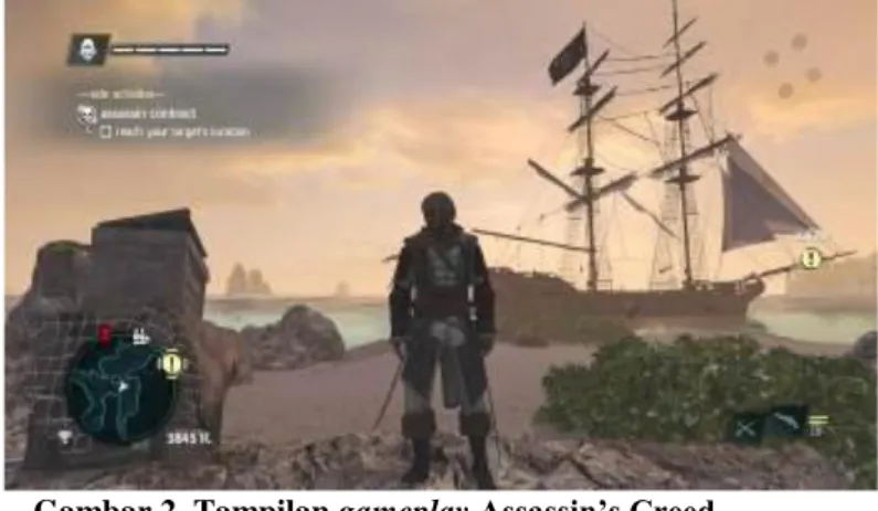 Gambar 2. Tampilan gameplay Assassin’s Creed  (Sumber :  http://wimages.vr-zone.net/2013/11/AC4-Bounty.jpg diakses pada 7 Desember 2013 pukul 17.35 