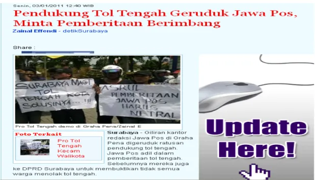 Gambar 1.2. Berita mengenai demonstrasi di Jawa Pos pada tanggal   03 Januari 2011 