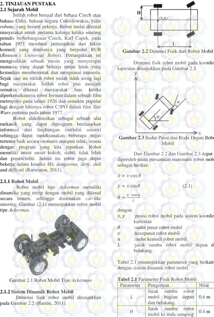 Gambar 2.1 Robot Mobil Tipe Ackerman  2.1.2 Sistem Dinamik Robot Mobil 