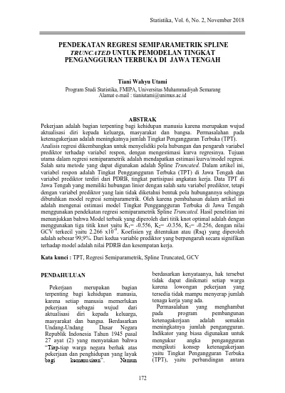 PENDEKATAN REGRESI SEMIPARAMETRIK SPLINE TRUNCATED UNTUK PEMODELAN ...