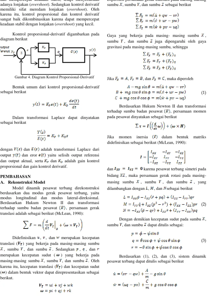Gambar 4. Diagram Kontrol Proporsional-Derivatif  Bentuk  umum  dari  kontrol  proporsional-derivatif  sebagai berikut 