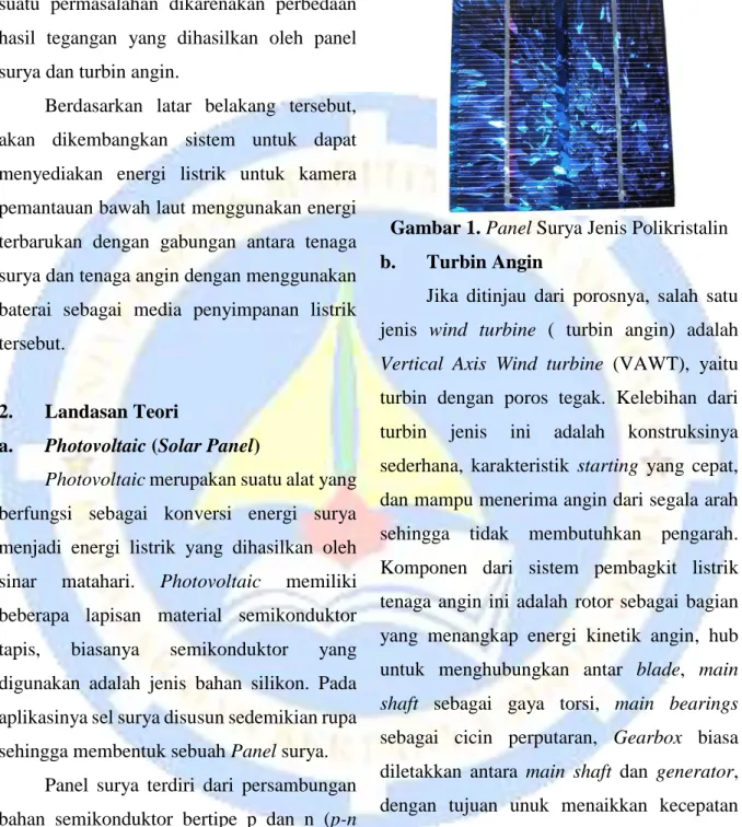 Gambar 1. Panel Surya Jenis Polikristalin  b.  Turbin Angin 