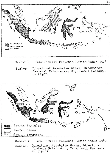 Gambar 1. Peta Situasi Penyakit Rabies tahun 1978 