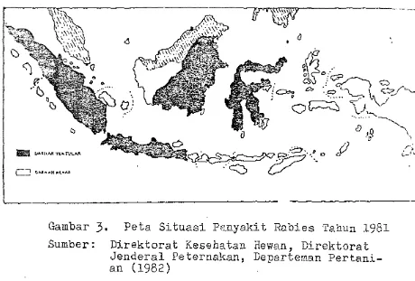 Gambar 3. Peta Situasi Pc;.nyaki t Rabies Tahun 1981 
