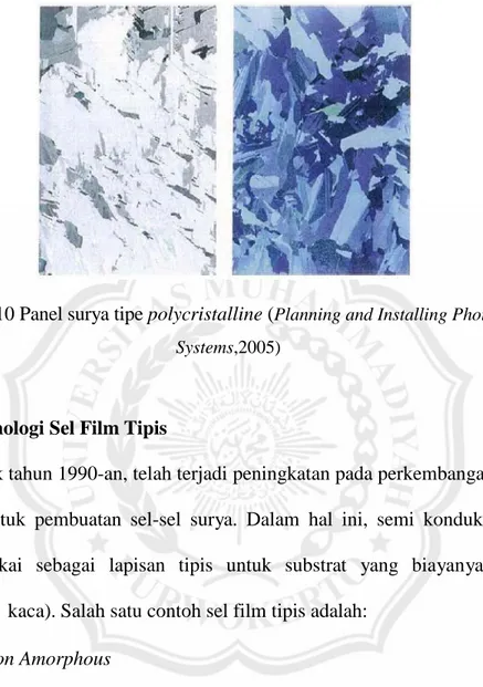 Gambar 2.10 Panel surya tipe polycristalline ( Planning and Installing Photovoltaic Systems,2005)