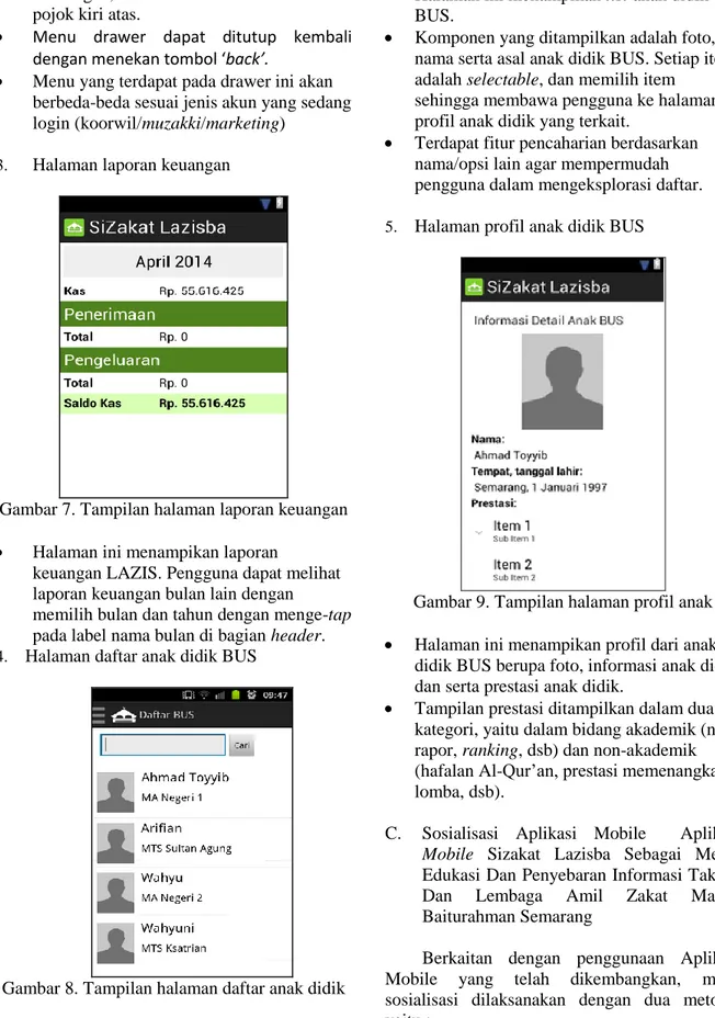 Gambar 7. Tampilan halaman laporan keuangan 