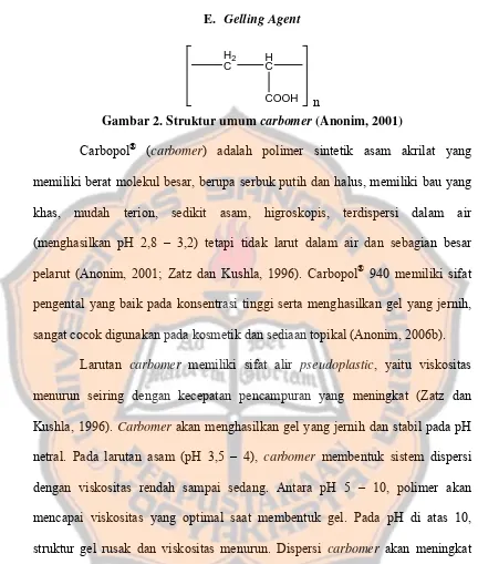 Gambar 2. Struktur umum carbomer (Anonim, 2001) 