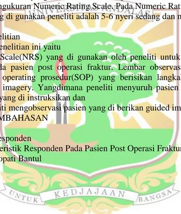 Tabel 4.2. Karakteristik Responden Pada Pasien Post Operasi Fraktur di RSUD   Panembahan Senopati Bantul 
