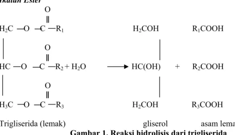 Gambar 1. Reaksi hidrolisis dari trigliserida 
