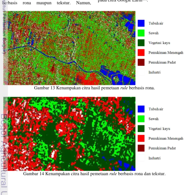 Gambar 13 Kenampakan citra hasil pemetaan rule berbasis rona. 