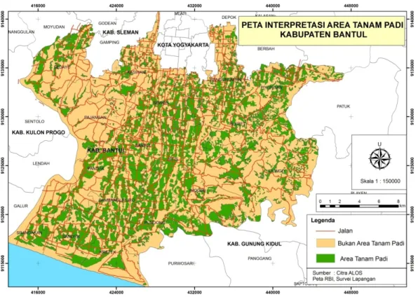 Gambar 2. Peta Interpretasi Area Tanam Padi Kabupaten Bantul 