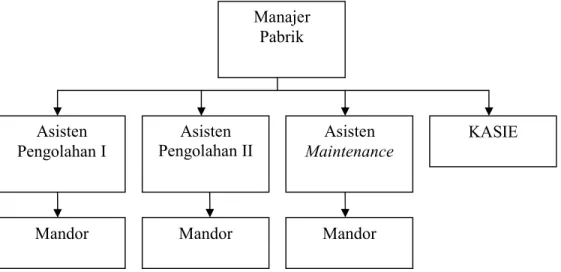 Gambar 9. Struktur Organisasi pada PKS Teluk Siak, PT. Aneka Inti Persada. 