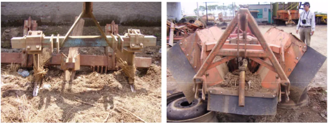 Gambar 2. a) Furrower, b) Rotary ditcher