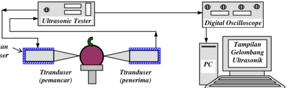 Gambar 26  Skema pengujian gelombang ultrasonik untuk           menentukan bahan dudukan tranduser 