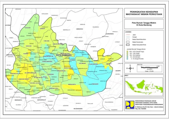 Gambar 2. 3 Peta Sebaran Rumah Tangga Miskin di Kota Bandung  Sumber : Dit. Pengembangan Kawasan Permukiman, DJCK Kemen PU
