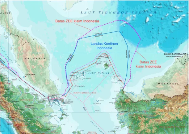 Gambar 3 Garis batas dasar laut dan garis klaim ZEE di LTS (link gambar: http://bit.ly/InaKlaim)  