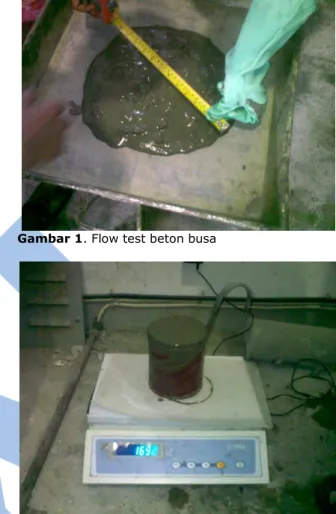 Gambar 1. Flow test beton busa 
